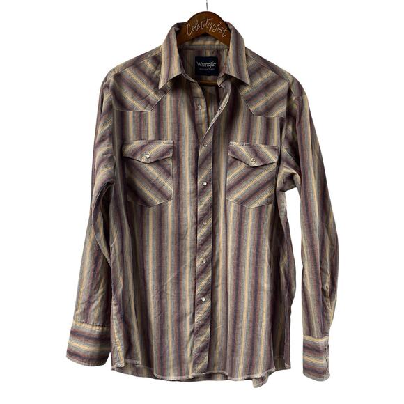 Wrangler Light Weight Striped Pearl Snap Shirt Large - Picture 1 of 8